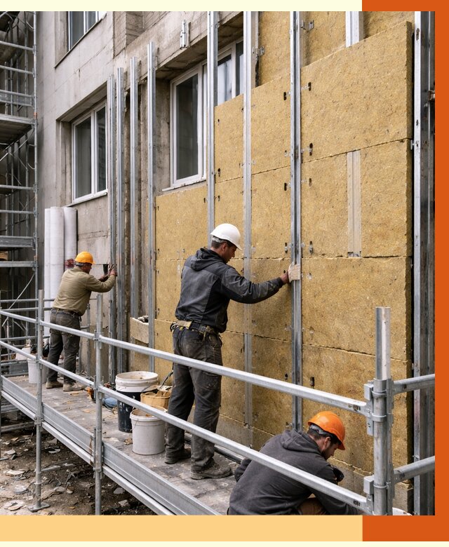 Утепление вентилируемого фасада в Ульяновске от 5760 руб/м2 — монтаж и утепление вентфасад | ТепломастерУлн